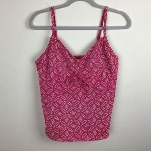 Lands' End Pink Patterned Swim Top